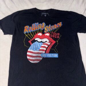 The Rolling Stones Black T-Shirt with Red and Blue Graphic